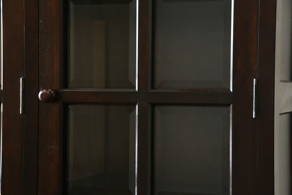 中古　美品　松本民芸家具　和モダンな佇まいが美しいG-III型面取り食器棚　定価約83万円　(R-060254)