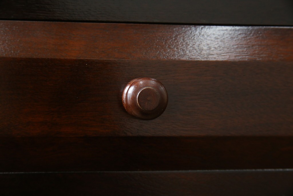 中古　美品　松本民芸家具　和モダンな佇まいが美しいG-III型面取り食器棚　定価約83万円　(R-060254)