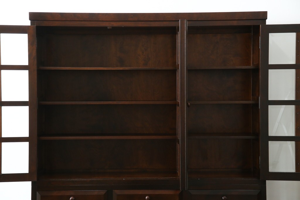 中古　美品　松本民芸家具　和モダンな佇まいが美しいG-III型面取り食器棚　定価約83万円　(R-060254)