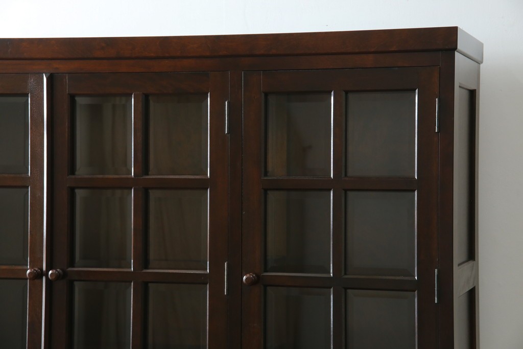 中古　美品　松本民芸家具　和モダンな佇まいが美しいG-III型面取り食器棚　定価約83万円　(R-060254)