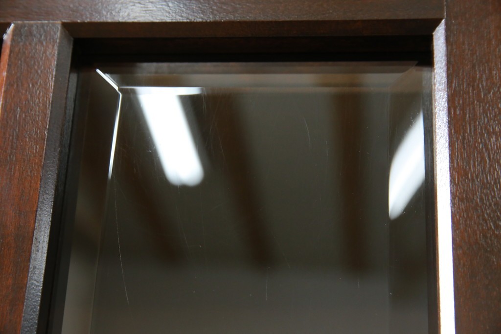 中古　美品　松本民芸家具　和モダンな佇まいが美しいG-III型面取り食器棚　定価約83万円　(R-060254)