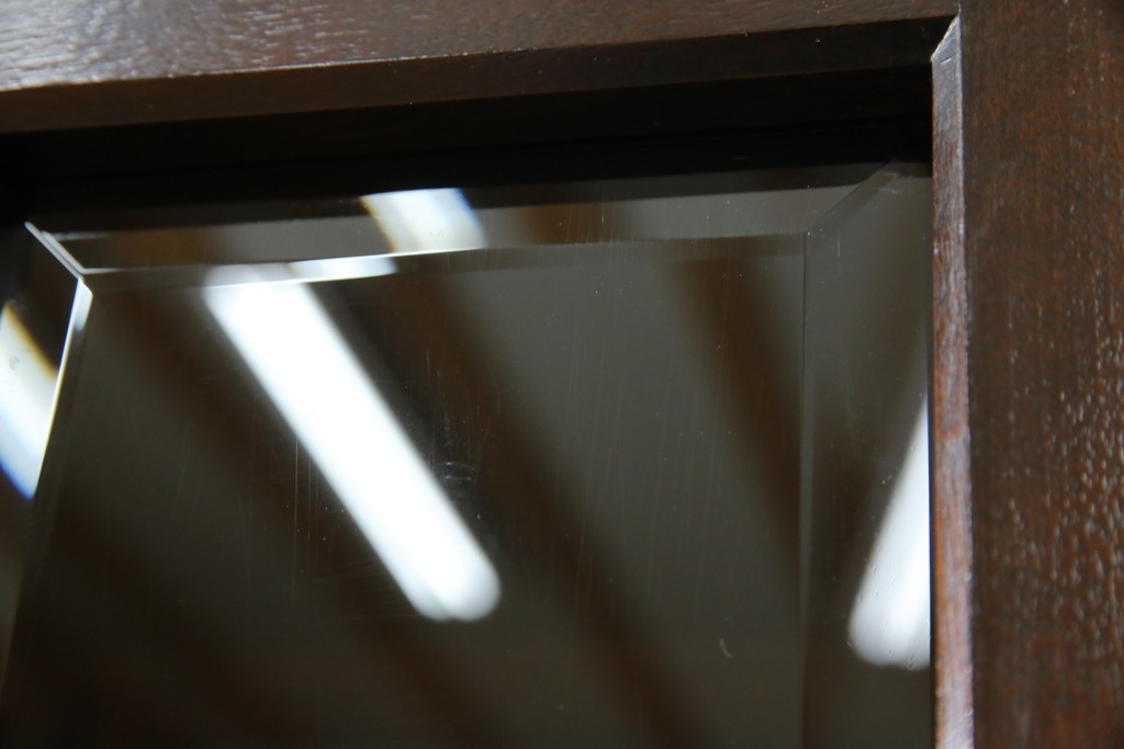 中古　美品　松本民芸家具　和モダンな佇まいが美しいG-III型面取り食器棚　定価約83万円　(R-060254)