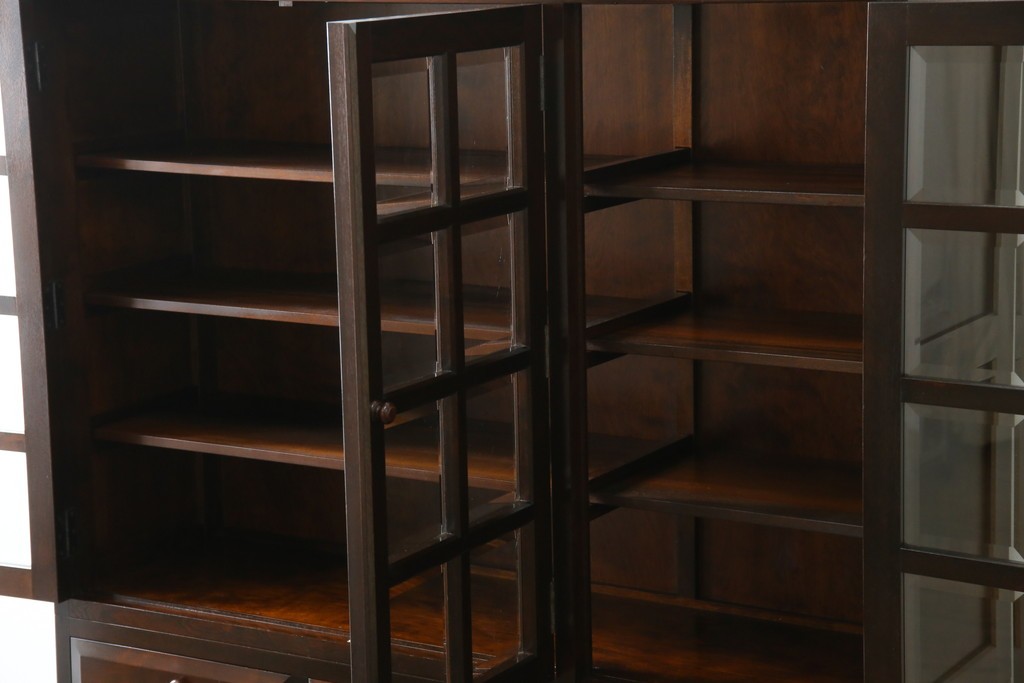 中古　美品　松本民芸家具　和モダンな佇まいが美しいG-III型面取り食器棚　定価約83万円　(R-060254)