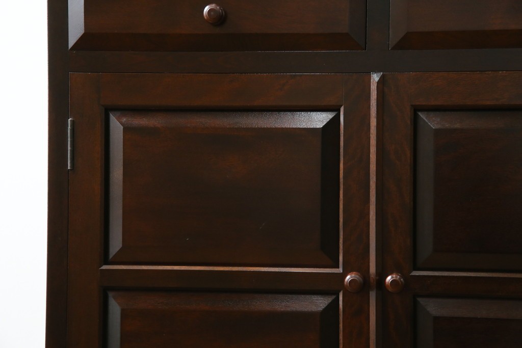 中古　美品　松本民芸家具　和モダンな佇まいが美しいG-III型面取り食器棚　定価約83万円　(R-060254)