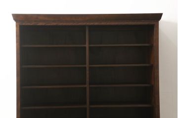 中古　美品　九州民芸家具　引き戸の木目が魅力!上品な佇まいの食器棚(収納棚、キャビネット、飾り棚、戸棚)(R-060260)
