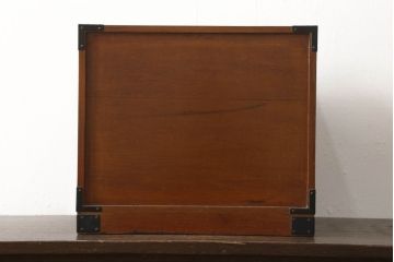 中古　門間箪笥店(門間屋)　仙台箪笥　木地呂塗り　弐番　小ぶりながら存在感と重厚感のある小箪笥(卓上収納、小物収納、小引き出し)(定価約19万4千円)(R-060280)