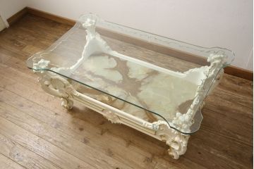 中古　超美品　イタリア高級家具　SILIK(シリック)　MERCURIOシリーズ　ロココ調　優雅で上品な空間づくりにぴったりなセンターテーブル(ローテーブル、ソファテーブル、リビングテーブル)(定価約100万円)(R-060288)
