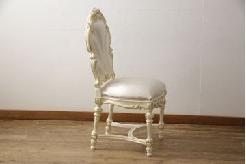 中古　美品　イタリア高級家具　SILIK(シリック)　FIDIAシリーズ　ロココ調　細部まで凝った造りが美しいダイニングチェア(定価約50万円)(椅子、イス、サロンチェア)(R-060289)