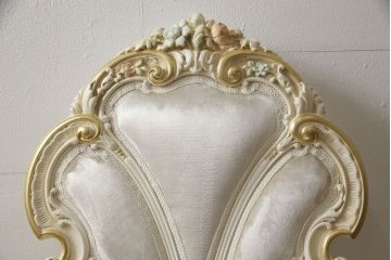 中古　美品　イタリア高級家具　SILIK(シリック)　FIDIAシリーズ　ロココ調　細部まで凝った造りが美しいダイニングチェア(定価約50万円)(椅子、イス、サロンチェア)(R-060289)