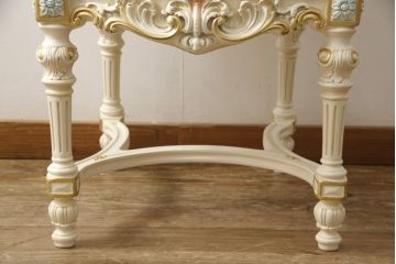 中古　美品　イタリア高級家具　SILIK(シリック)　FIDIAシリーズ　ロココ調　細部まで凝った造りが美しいダイニングチェア(定価約50万円)(椅子、イス、サロンチェア)(R-060290)