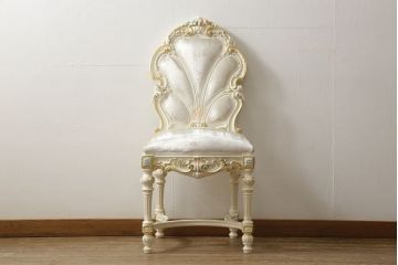 中古　美品　イタリア高級家具　SILIK(シリック)　FIDIAシリーズ　ロココ調　細部まで凝った造りが美しいダイニングチェア(定価約50万円)(椅子、イス、サロンチェア)(R-060291)