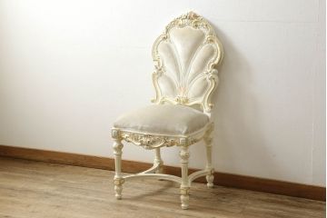 中古　美品　イタリア高級家具　SILIK(シリック)　FIDIAシリーズ　ロココ調　細部まで凝った造りが美しいダイニングチェア(定価約50万円)(椅子、イス、サロンチェア)(R-060293)