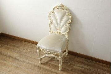 中古　美品　イタリア高級家具　SILIK(シリック)　FIDIAシリーズ　ロココ調　細部まで凝った造りが美しいダイニングチェア(定価約50万円)(椅子、イス、サロンチェア)(R-060293)