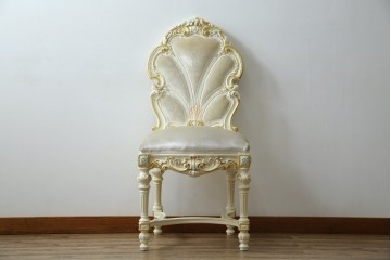 中古　美品　イタリア高級家具　SILIK(シリック)　FIDIAシリーズ　ロココ調　細部まで凝った造りが美しいダイニングチェア(定価約50万円)(椅子、イス、サロンチェア)(R-060293)