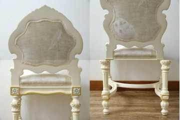 中古　美品　イタリア高級家具　SILIK(シリック)　FIDIAシリーズ　ロココ調　細部まで凝った造りが美しいダイニングチェア(定価約50万円)(椅子、イス、サロンチェア)(R-060293)