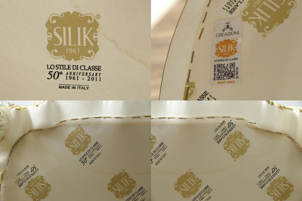 中古　美品　イタリア高級家具　SILIK(シリック)　FIDIAシリーズ　ロココ調　細部まで凝った造りが美しいダイニングチェア(定価約50万円)(椅子、イス、サロンチェア)(R-060293)