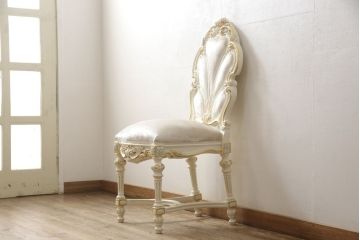 中古　美品　イタリア高級家具　SILIK(シリック)　FIDIAシリーズ　ロココ調　細部まで凝った造りが美しいダイニングチェア(定価約50万円)(椅子、イス、サロンチェア)(R-060294)