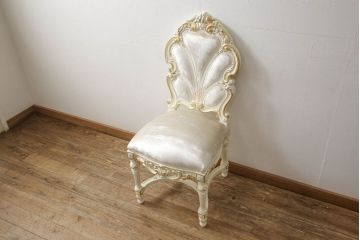 中古　美品　イタリア高級家具　SILIK(シリック)　FIDIAシリーズ　ロココ調　細部まで凝った造りが美しいダイニングチェア(定価約50万円)(椅子、イス、サロンチェア)(R-060294)