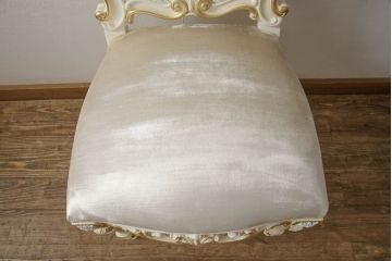 中古　美品　イタリア高級家具　SILIK(シリック)　FIDIAシリーズ　ロココ調　細部まで凝った造りが美しいダイニングチェア(定価約50万円)(椅子、イス、サロンチェア)(R-060294)
