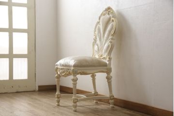 中古　美品　イタリア高級家具　SILIK(シリック)　FIDIAシリーズ　ロココ調　細部まで凝った造りが美しいダイニングチェア(定価約50万円)(椅子、イス、サロンチェア)(R-060295)