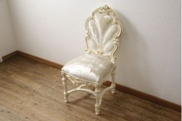 中古　美品　イタリア高級家具　SILIK(シリック)　FIDIAシリーズ　ロココ調　細部まで凝った造りが美しいダイニングチェア(定価約50万円)(椅子、イス、サロンチェア)(R-060295)