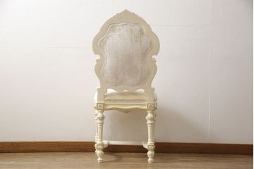中古　美品　イタリア高級家具　SILIK(シリック)　FIDIAシリーズ　ロココ調　細部まで凝った造りが美しいダイニングチェア(定価約50万円)(椅子、イス、サロンチェア)(R-060295)