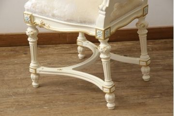中古　美品　イタリア高級家具　SILIK(シリック)　FIDIAシリーズ　ロココ調　細部まで凝った造りが美しいダイニングチェア(定価約50万円)(椅子、イス、サロンチェア)(R-060295)