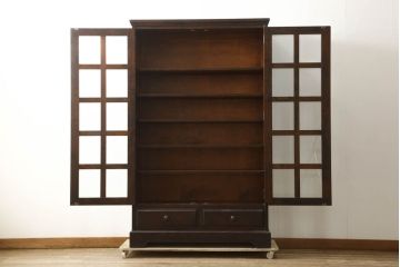 中古　美品　北海道民芸家具　和洋どちらのお部屋にも馴染むブックケース(本箱、収納棚、キャビネット、飾り棚)(R-060300)