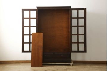 中古　美品　北海道民芸家具　和洋どちらのお部屋にも馴染むブックケース(本箱、収納棚、キャビネット、飾り棚)(R-060300)