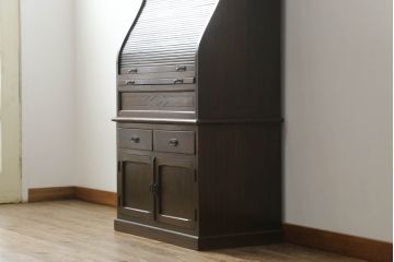 和製アンティーク　激レア!!　古い洋館の雰囲気が魅力的なシャッター式ライティングビューロー(蛇腹、ロールトップデスク、机、在宅ワーク用、在宅用、ワークデスク、キャビネット)(R-060306)