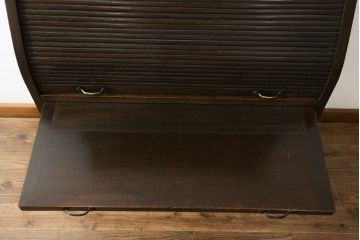 和製アンティーク　激レア!!　古い洋館の雰囲気が魅力的なシャッター式ライティングビューロー(蛇腹、ロールトップデスク、机、在宅ワーク用、在宅用、ワークデスク、キャビネット)(R-060306)
