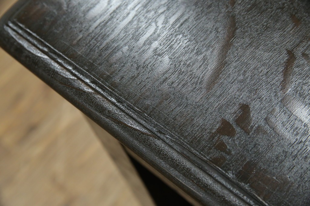 和製アンティーク　ナラ材　幕板下に棚のある珍しいデザインが魅力的な平机　(R-060311)