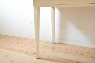 フランスアンティーク　ペイント仕上げ限定　天板グレインサックリメイク　フレンチスタイルの空間演出にぴったりの平机(テーブル、デスク)(R-060312)