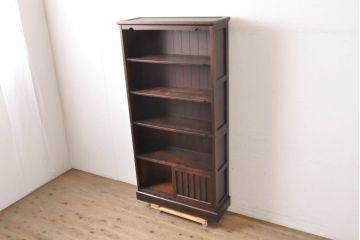 中古　北海道民芸家具　シンプルながらもクラシカルな雰囲気漂う本棚(定価約22万円)(ブックシェルフ、飾り棚、収納棚、ブックケース、キャビネット)(R-060313)