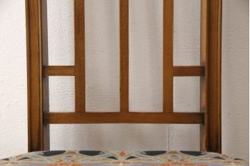 中古　美品　イタリア　ブランド家具　メデア(Medea)　背板の彫刻と華やかなファブリックが印象的なハイバックチェア(椅子、イス、ダイニングチェア)(R-060314)