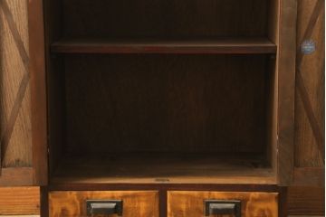 和製アンティーク家具　昭和中期　レトロな佇まいの本箱(ブックケース、本棚、収納棚、戸棚、サイドキャビネット)(R-060326)