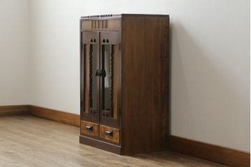 和製アンティーク家具　昭和中期　レトロな佇まいの本箱(ブックケース、本棚、収納棚、戸棚、サイドキャビネット)(R-060326)