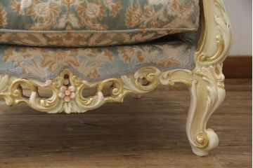 中古　美品　SILIK(シリック)　ロココ調　クラシカルで華やかな佇まいが魅力的な1人掛けソファ(アームソファ、1P、アームチェア)(定価約100万円)(R-060331)