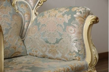 中古　美品　SILIK(シリック)　ロココ調　クラシカルで華やかな佇まいが魅力的な1人掛けソファ(アームソファ、1P、アームチェア)(定価約100万円)(R-060331)