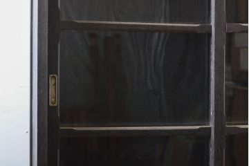 和製アンティーク　黒塗り　ゆらゆらガラスが昭和レトロな雰囲気を醸し出す重ね収納棚(戸棚、食器棚、カップボード、キャビネット)(R-060333)