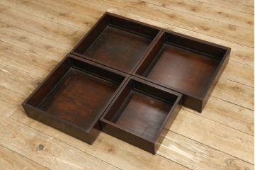 中古　花梨(カリン)材　民芸家具　深みのある色合いが美しい飾り棚(戸棚、茶棚、違い棚)(R-060335)