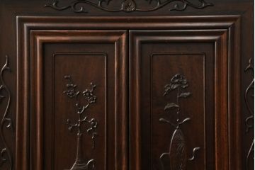 中古　花梨(カリン)材　民芸家具　深みのある色合いが美しい飾り棚(戸棚、茶棚、違い棚)(R-060335)