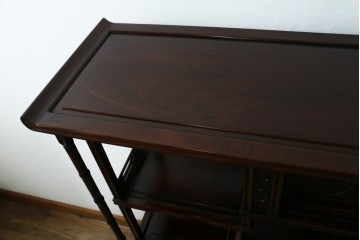 中古　花梨(カリン)材　民芸家具　深みのある色合いが美しい飾り棚　(R-060335)
