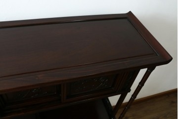 中古　花梨(カリン)材　民芸家具　深みのある色合いが美しい飾り棚　(R-060335)