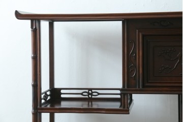 中古　花梨(カリン)材　民芸家具　深みのある色合いが美しい飾り棚　(R-060335)