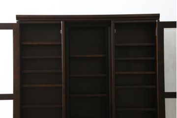 和製ビンテージ　北海道民芸家具　希少な絶版モデル　#121スライド本箱　収納力抜群の大型書棚(本箱、ブックケース、本棚、収納棚、戸棚、ヴィンテージ)(R-060344)