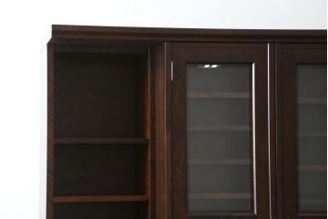 和製ビンテージ　北海道民芸家具　希少な絶版モデル　#121スライド本箱　収納力抜群の大型書棚(本箱、ブックケース、本棚、収納棚、戸棚、ヴィンテージ)(R-060344)