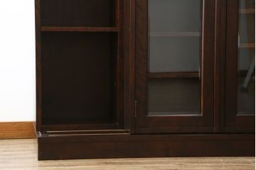 和製ビンテージ　北海道民芸家具　希少な絶版モデル　#121スライド本箱　収納力抜群の大型書棚(本箱、ブックケース、本棚、収納棚、戸棚、ヴィンテージ)(R-060344)