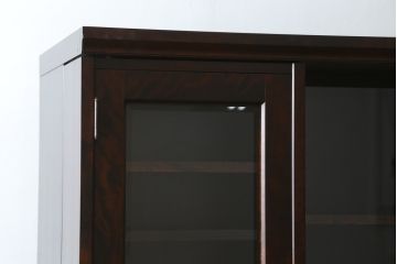 和製ビンテージ　北海道民芸家具　希少な絶版モデル　#121スライド本箱　収納力抜群の大型書棚(本箱、ブックケース、本棚、収納棚、戸棚、ヴィンテージ)(R-060344)