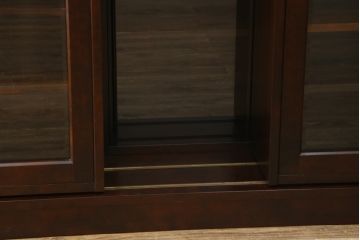 和製ビンテージ　北海道民芸家具　希少な絶版モデル　#121スライド本箱　収納力抜群の大型書棚(本箱、ブックケース、本棚、収納棚、戸棚、ヴィンテージ)(R-060344)
